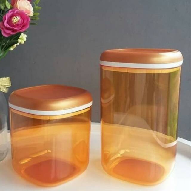 Crystal Canister High • Crystal Canister Low warna gold ( toples ) tupperwr