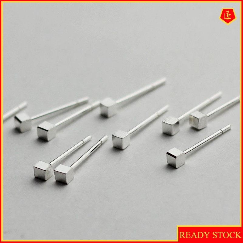 [Ready Stock]Mini Cube Silver Small Ear Studs