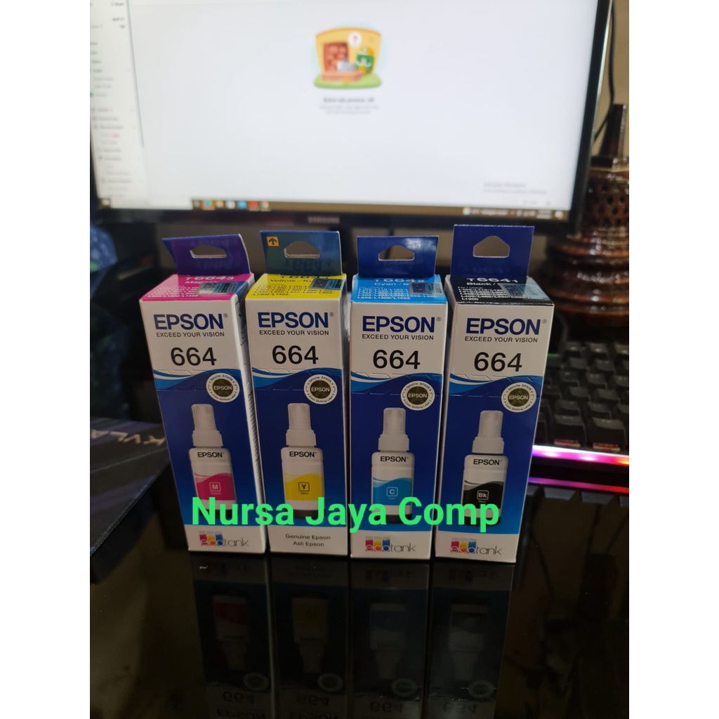 Tinta EPSON Printer 664,T664, T6641, T6642, T6643 (B, C, M, Y) Original