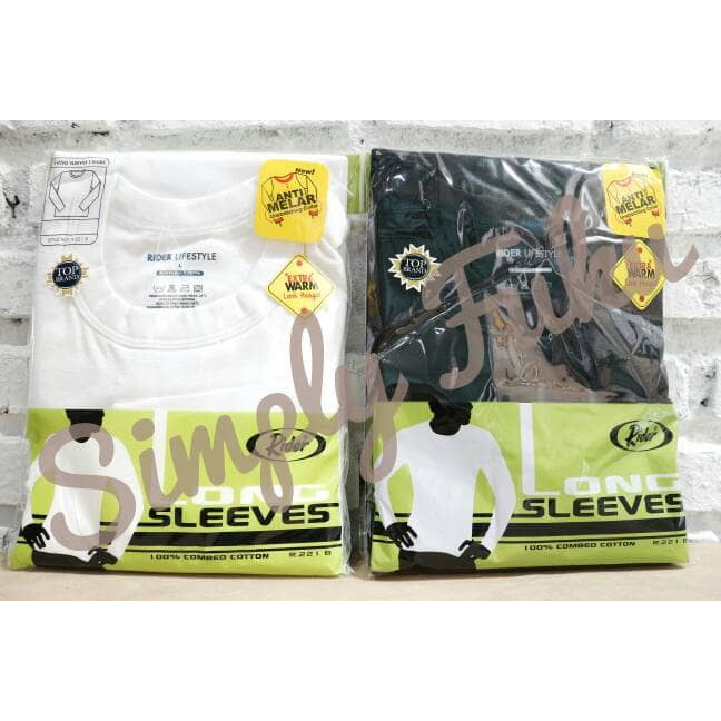 Kaos Tangan Panjang Pria / Dalaman Pria Rider / Atasan Pria - Putih, L