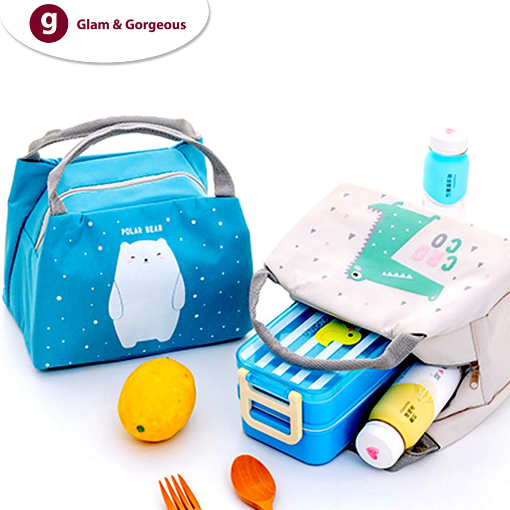 Tas Tempat Kotak Makan Bekal Lunch Box Anak Tahan Panas Motif Binatang TM015