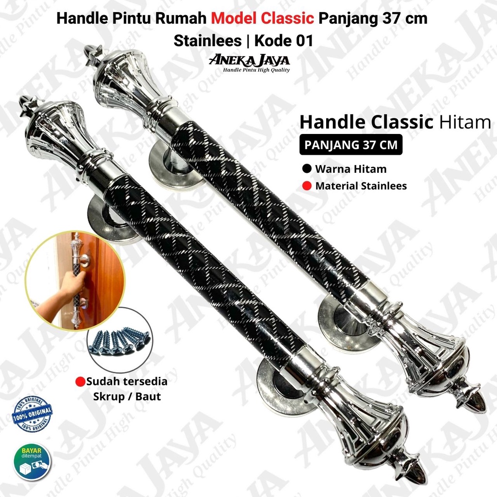 HANDLE PINTU CLASSIC PANJANG 37 CM HITAM / Gagang pintu sisik Naga / Tarikan pintu rumah terbaru / Pegangan pintu rumah Awet Murah