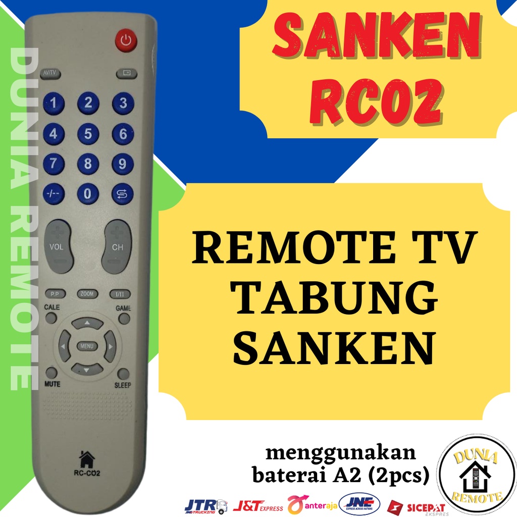 Remot Remote TV SANKEN Tabung RC02 putih tanpa setting