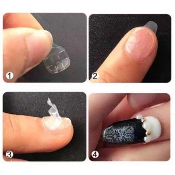 (NCS) LEM KUKU FAKE NAILS Art Nail Glue LEM TEMPEL Stiker Silicone Tape Kuku Palsu ISI 24 atau 12