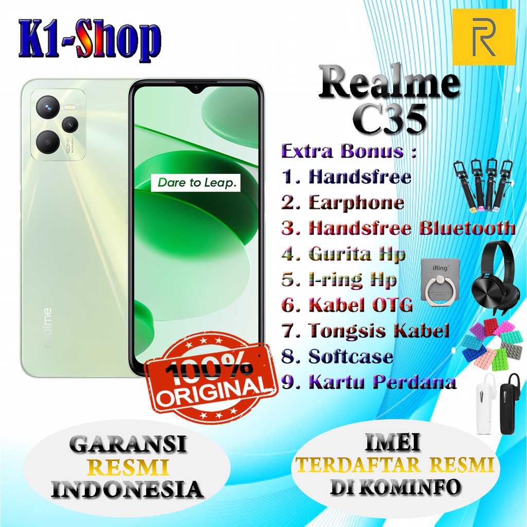 HP BARU REALME C35 RAM 4/64 GB & RAM 4/128 GB GARANSI RESMI REALME INDONESIA