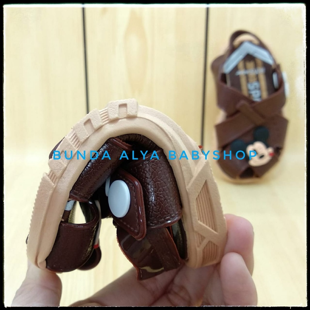 Sendal Anak Laki Laki Usia 2 3 Tahun Kartun COKLAT Karet Elastis Size 27 - 28 - Sandal Anak Cowok Anti Licin Alas Karet