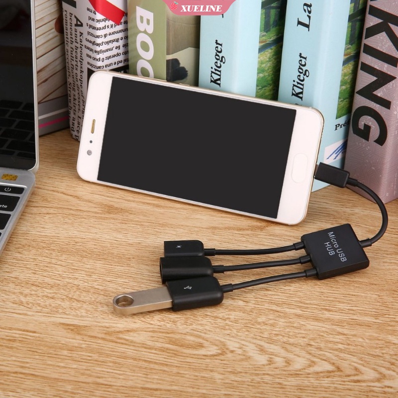 3 in 1 Kabel Adapter Power Charging Host OTG Hub 3 Port Micro USB Ke USB 2.0 Untuk Android