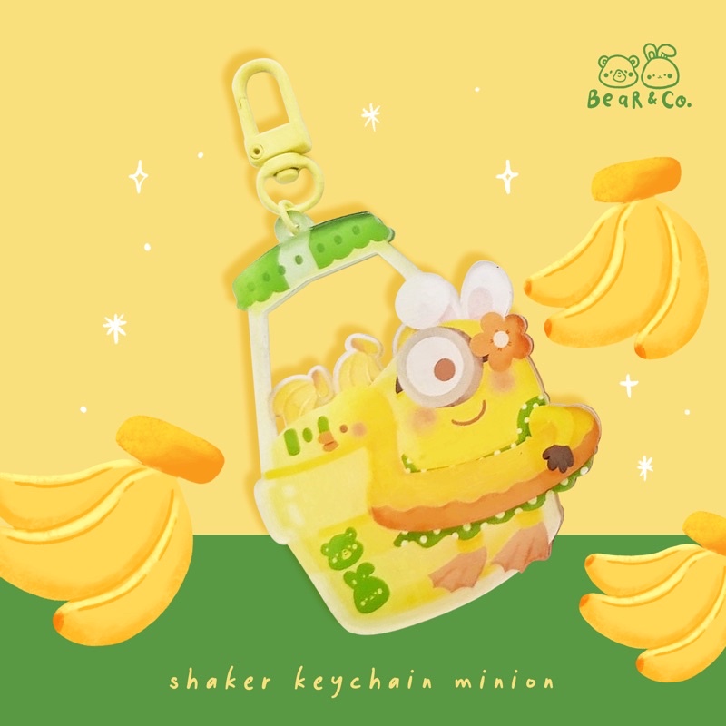 minions banana milk shaker keychain