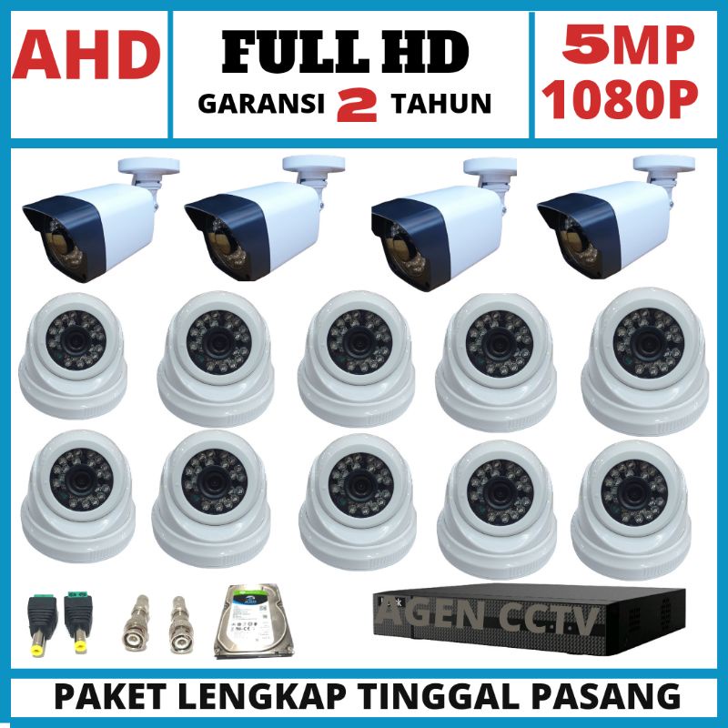 paket cctv 16 channel 14 kamera 5mp ir sony full hd lengkap +hdd