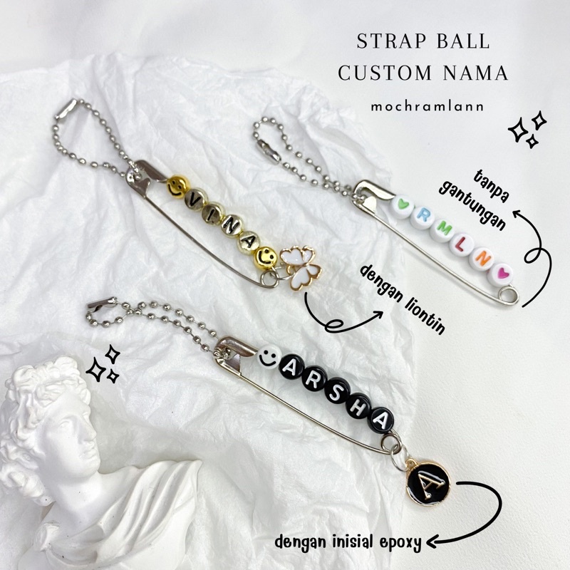 [COD] STRAP BALL PENITI CUSTOM NAMA/ GANTUNGAN PC/GANTUNGAN TAS / GANTUNGAN PAKAI NAMA SENDIRI