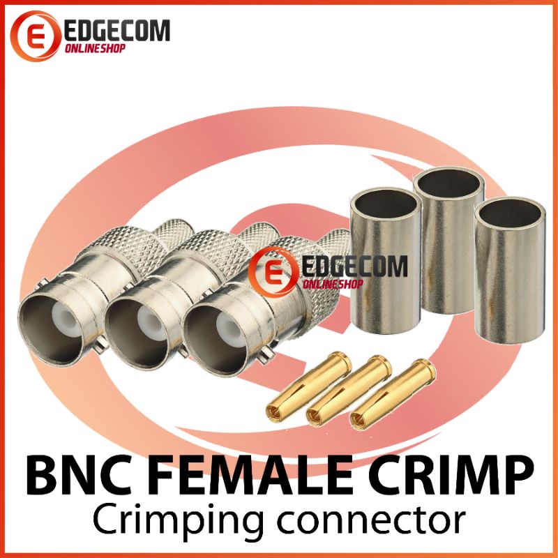 Konektor BNC Female (Pin Female) Crimping Untuk RG5, RG6 Per PCS