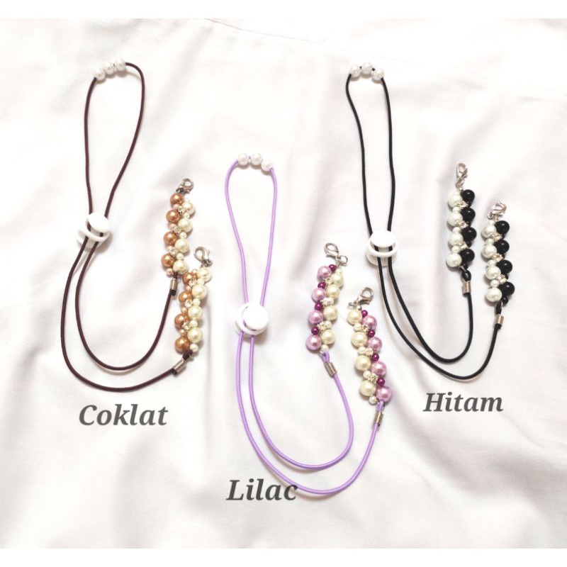 (BEST SELLER) KONEKTOR MASKER HIJAB TALI SERUT CANTIK MUTIARA PERMATA