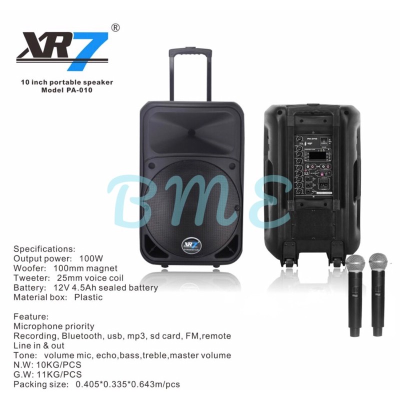 Speaker Portable Wireless Meeting XR7 PA 010 Original 10 inch 2 Mic