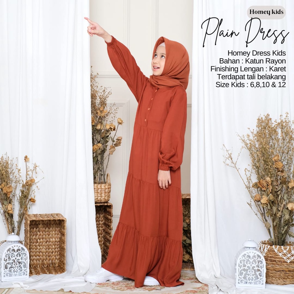 BeautyOne - Gamis Anak Polos Homey Anak Plain Usia 4-12thn Termurah Bahan Katun Rayon Premium Nyaman Dipakai | Bisa Cod