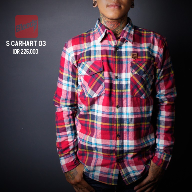 Kemeja Flanel Distro S CARHART 03 BLOODS Original