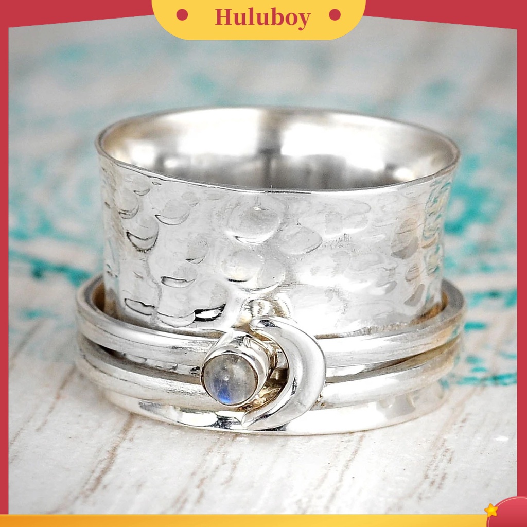 Hu Hu Hu Hu Hu Alat Bantu Pasang Kacamata♡ Cincin Bentuk Bulan Sabit Aksen Cubic Zirconia Gaya Vintage Untuk Wanita
