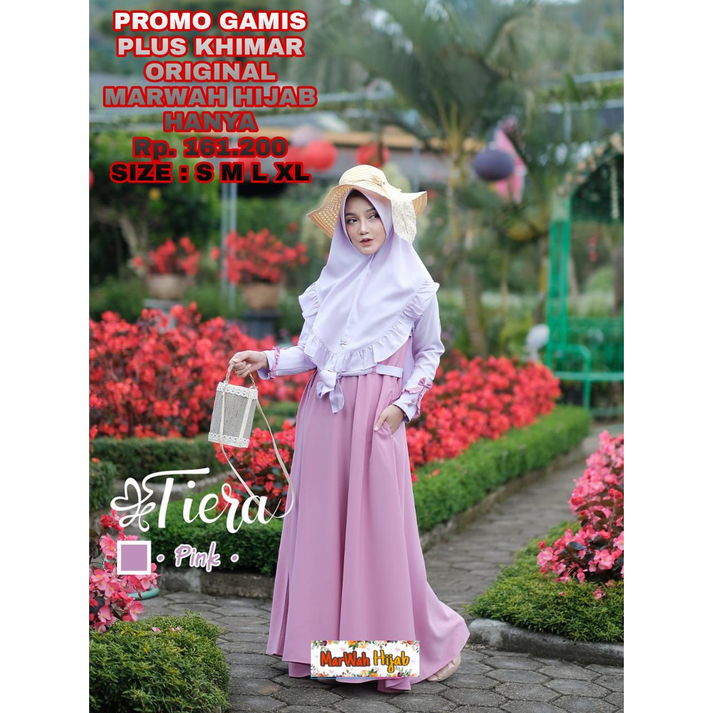 Termurah original gamis marwah hijab tiera dress pink gamis syari set khimar gamis terbaru syar'i