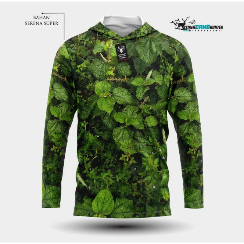 baju camo berburu hoodie camo motip daun1