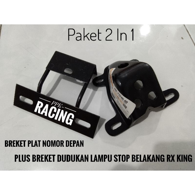 Breket Plat Nomor Depan Plus Breket Dudukan Lampu Stop Belakang RX King