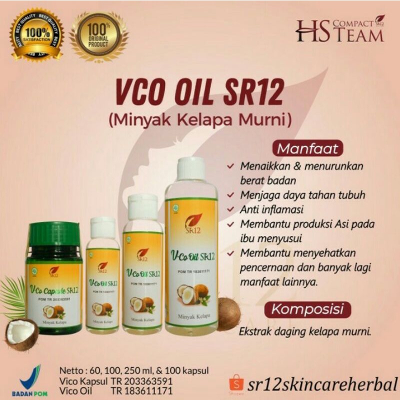 Best Seller Vico Oil SR12 /Virgin Coconut Oil /Minyak kelapa murni/Minyak kelapa Asli/ Meningkatkan imun, Membantu menambah nafsu makan,Obat diet,Mengatasi ketombe dl