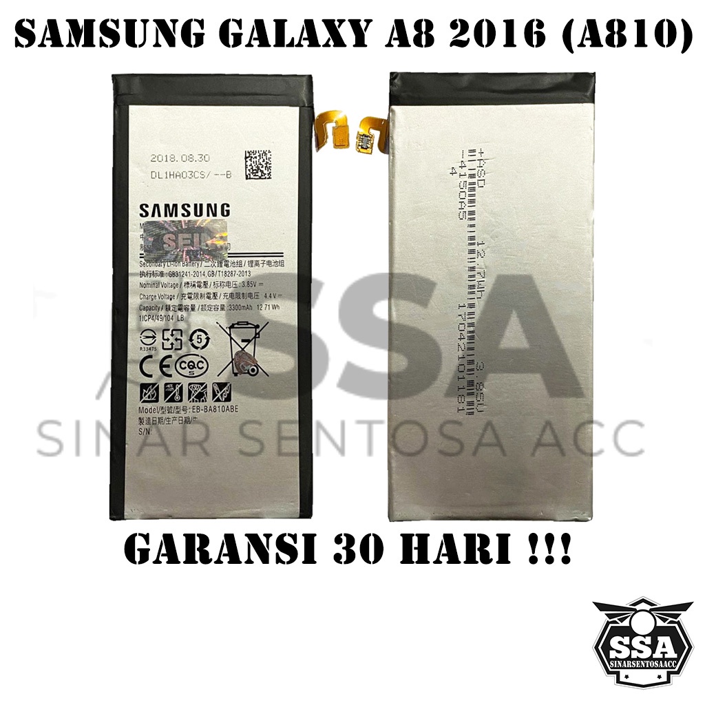 Baterai Original 100% Samsung Galaxy A8 2016 A810 EB-BA810ABE Batre Batrai Battery Batrei Batere Batu HP ORI GARANSI Awet