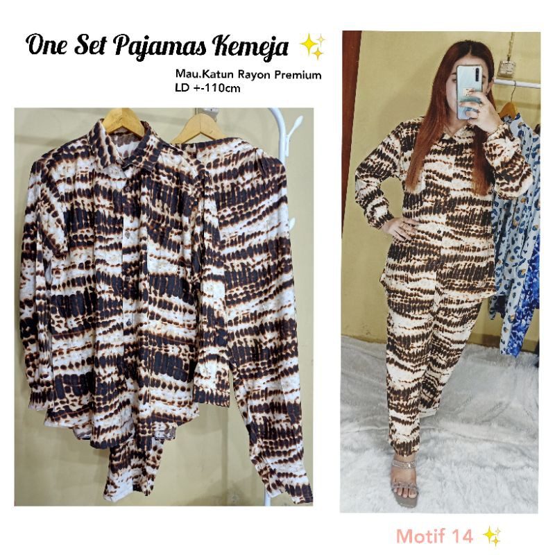 PAJAMAS SET KEMEJA - PAJAMAS TANGAN PANJANG FULL KANCING DEPAN