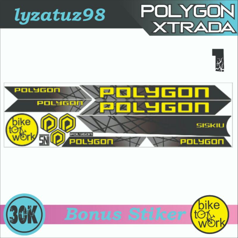 STIKER DECAL SEPEDA POLYGON (BISA REQUEST NAMA DAN WARNA) XTRADA STICKER"BONUS BIKE TO WORK "