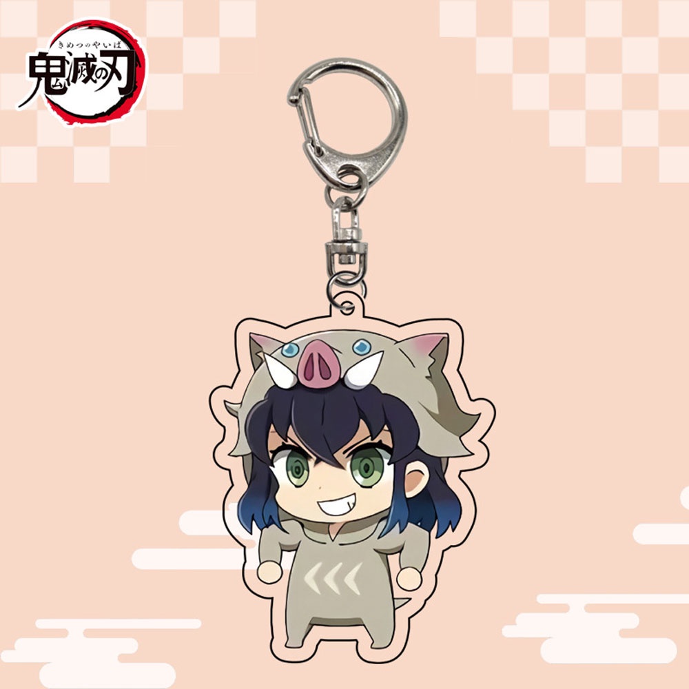 Needway  Acrylic Animation Peripheral Nezuko Figurine Model Demon Slayer Keychain Kimetsu No Yaiba Tanjirou Zenitsu Gifts Scultures Kyoujurou Key Ring