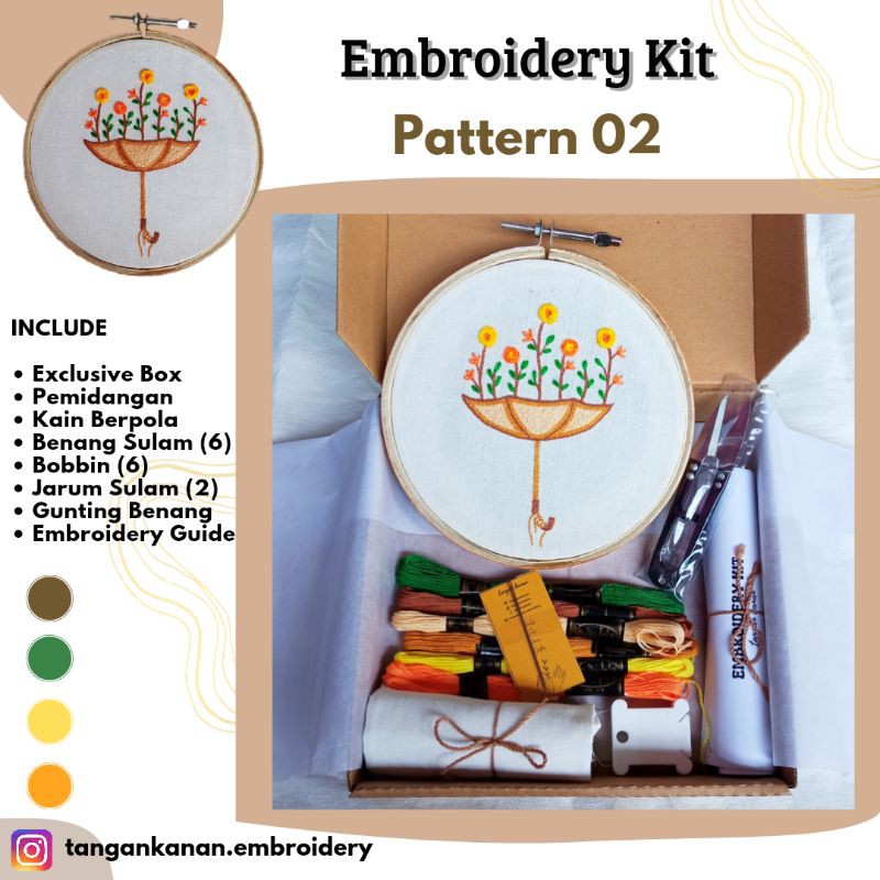 Embroidery Kit Flower - Paket Sulam Tangan Berpola Termurah