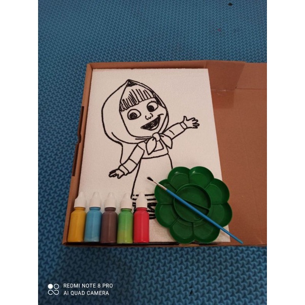 

KANVAS sterofoam lukis/paket mewarnai/melukis kreatif anak ukuran 25x35 + dus box JunDW