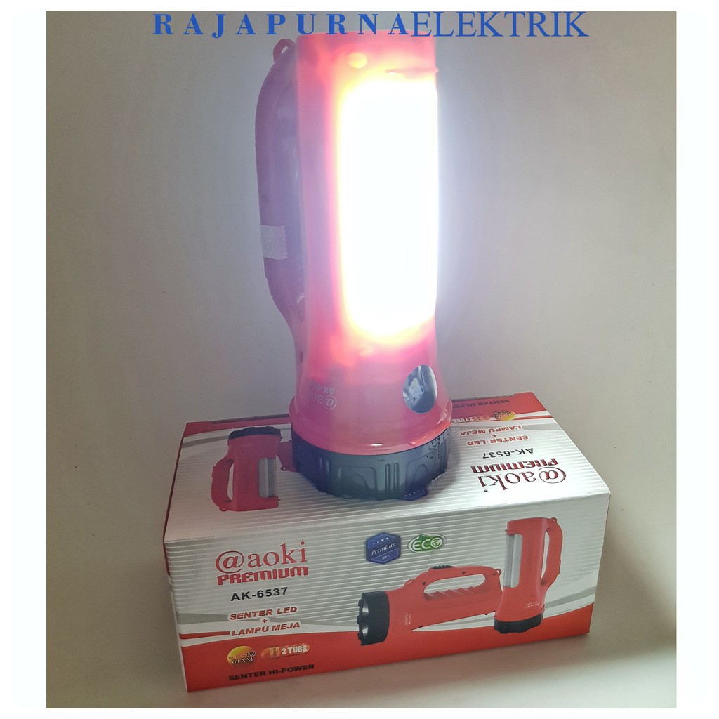 Lampu senter + emergency light LED AOKI ak-6537 Rechargable