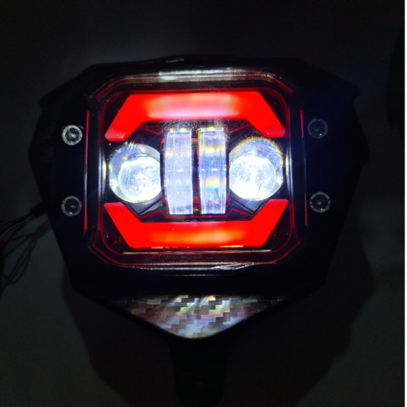 headlamp reflektor yamaha wr 155 pnp / lampu depan case besi yamaha wr 155 set cover plastik karbon pnp