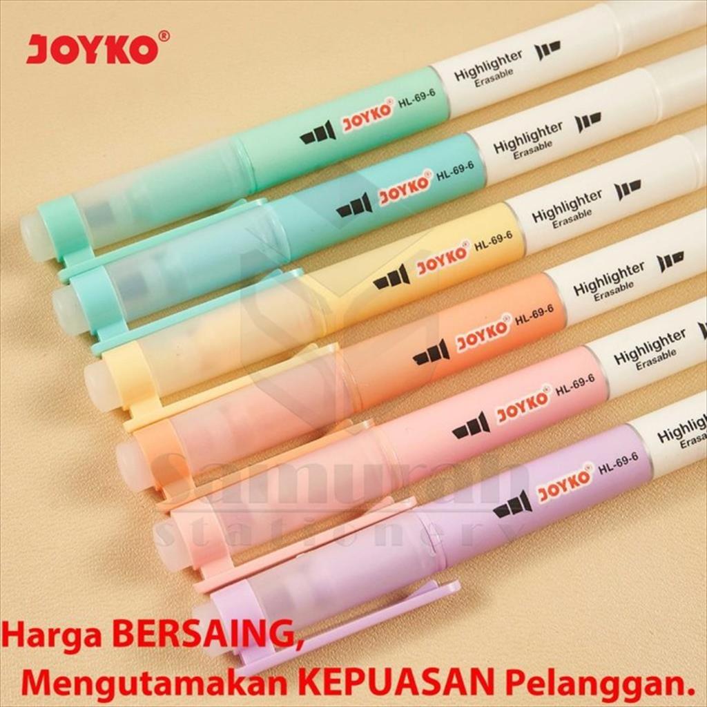 

H7Y Erasable Highlighter Joyko HL-69 - 6 Colours / Spidol Warna Penanda Bisa Dihapus HL 69 isi 6