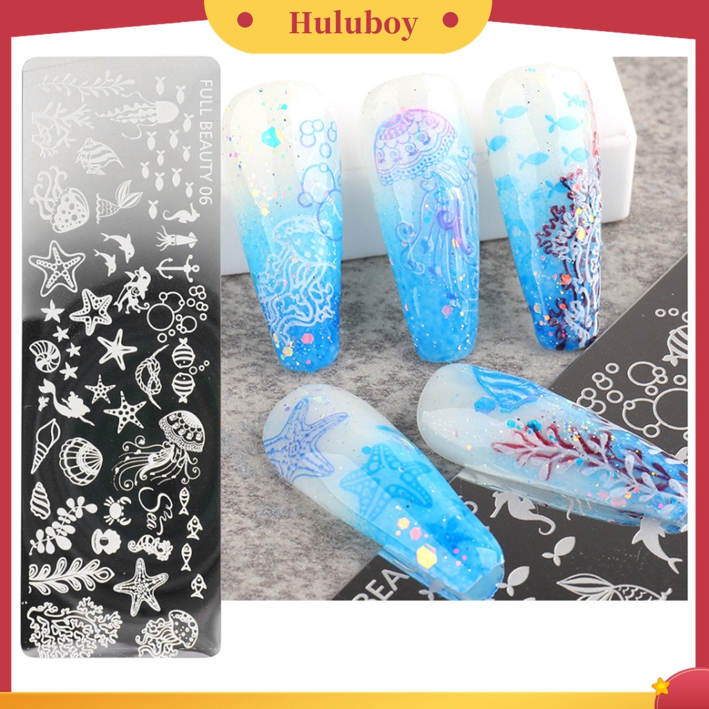 Huluboy Huluboy♡ Plat Stempel Kuku Bahan Stainless Steel Untuk Manicure