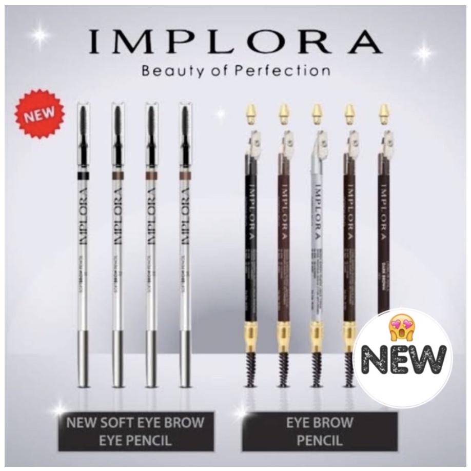 ORIGINAL Pensil Alis IMPLORA EYEBROW PENCIL 2 in 1 Soft Eye Brow