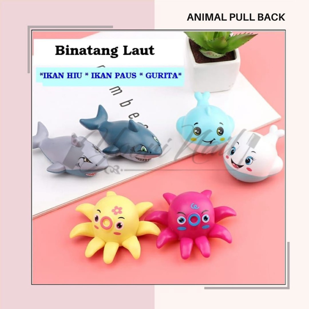 Mainan tarik animal (pull back) mainan anak animal lucu binatang laut pullback