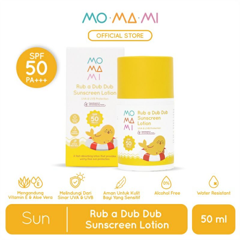 Momami rub a dub dub sunscreen lotion 50ml - lotion sunscreen bayi dan anak