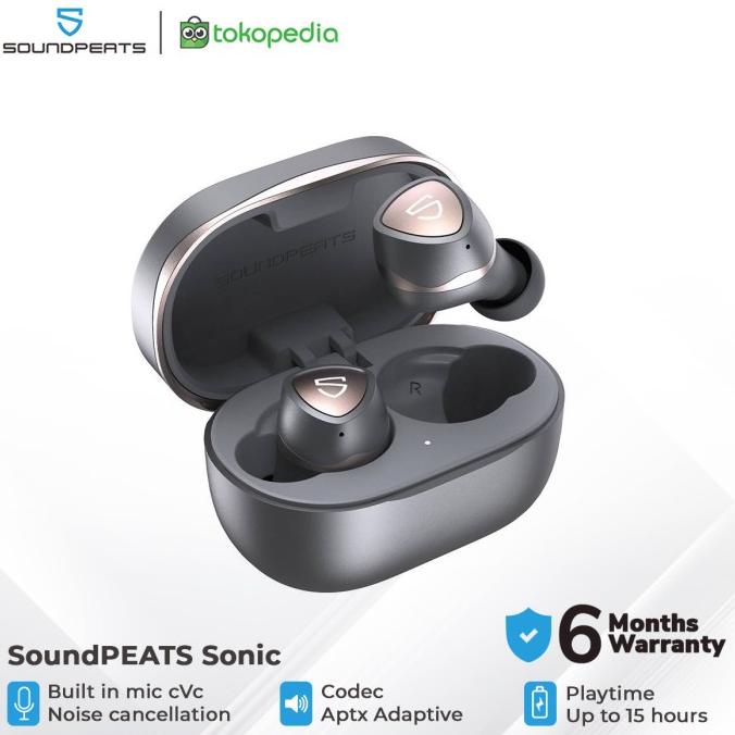 SoundPEATS Sonic APTX Adaptive True Wireless Earbuds - Grey