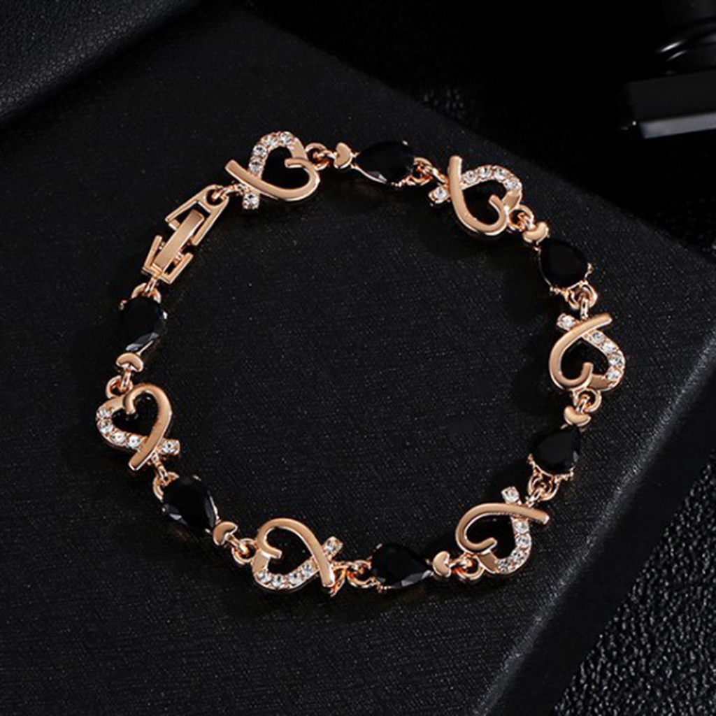 Hu Hu Hu Hu Hu Alat Bantu Pasang Kacamata♡ Gelang Rantai Bentuk Hati Aksen Berlian Imitasi Warna-Warni Bahan Zinc Alloy Untuk Wanita