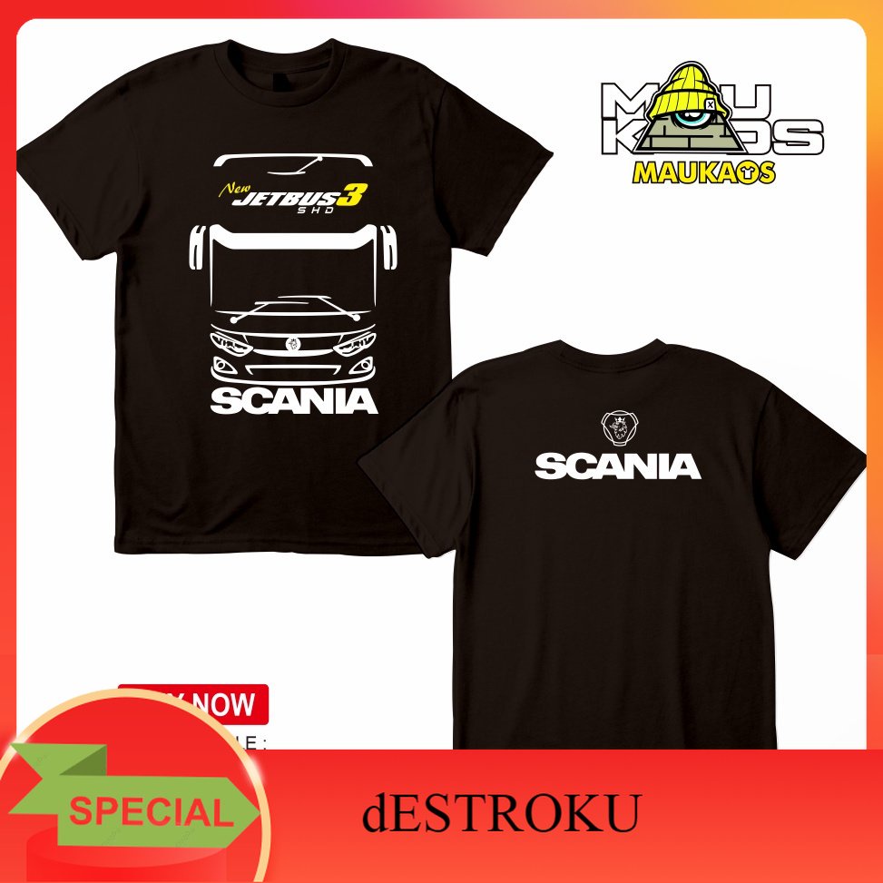 dESTROKU Kaos Otomotif Bismania Jetbus 3 Scania Depan Belakang