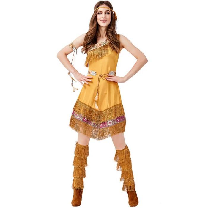 Kostum American Native Indian Costume Woman Halloween Kostum Wanita Dewasa