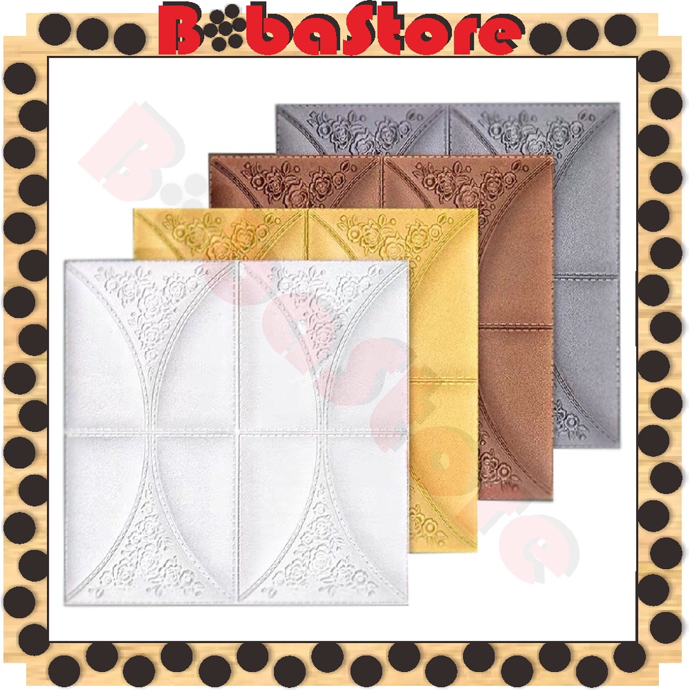 ⭐Bobastore⭐ Wallpaper Dinding Sticker Foam / Wallfoam Brickfoam 3D Motif Batik Bunga Mawar 35cm x 35cm R782