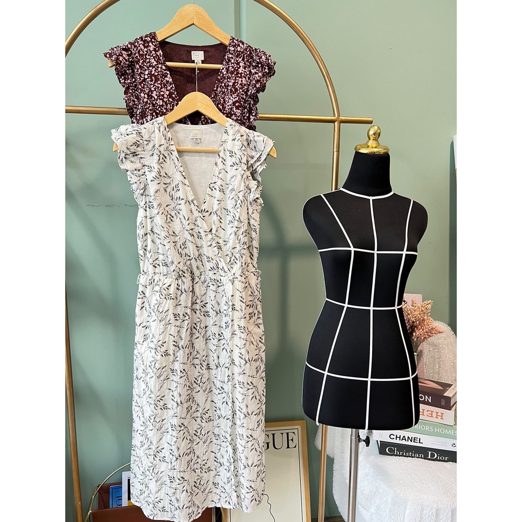 vintage print capsleeve midi dress anewday