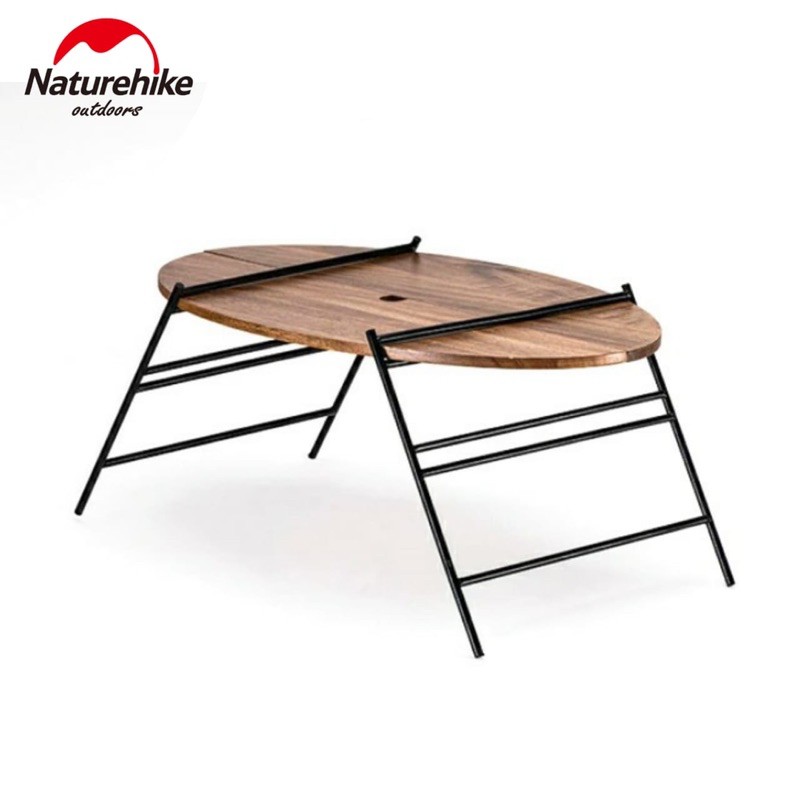 MEJA LIPAT CAMPING PIKNIK KAYU SOLID NATUREHIKE PORTABLE FOLDING ELLIPTIC TABLE OUTDOOR NH20JJ018