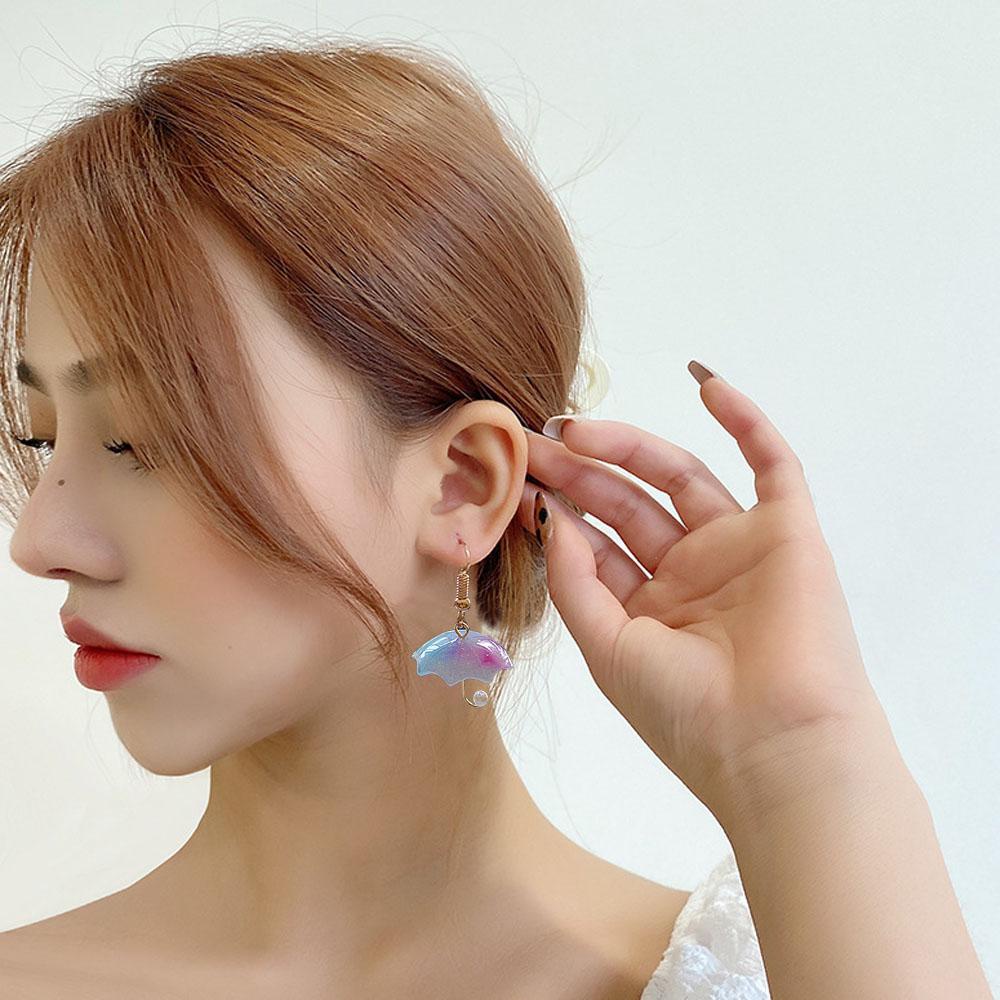 Anting Juntai Payung Agustinina Transparan Warna-Warni Untuk Anak Perempuan Wanita Simulasi-Mutiara