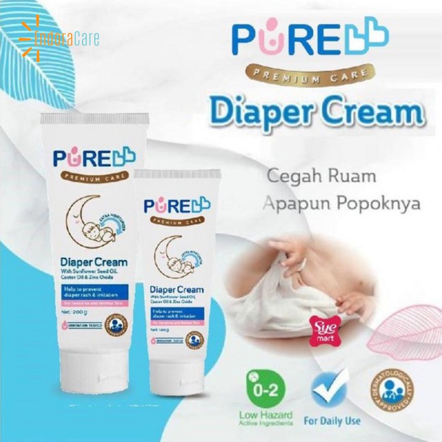 Pure Baby Diaper Cream 100ml for Sensitive Skin Cream Ruam Popok Anti Iritasi