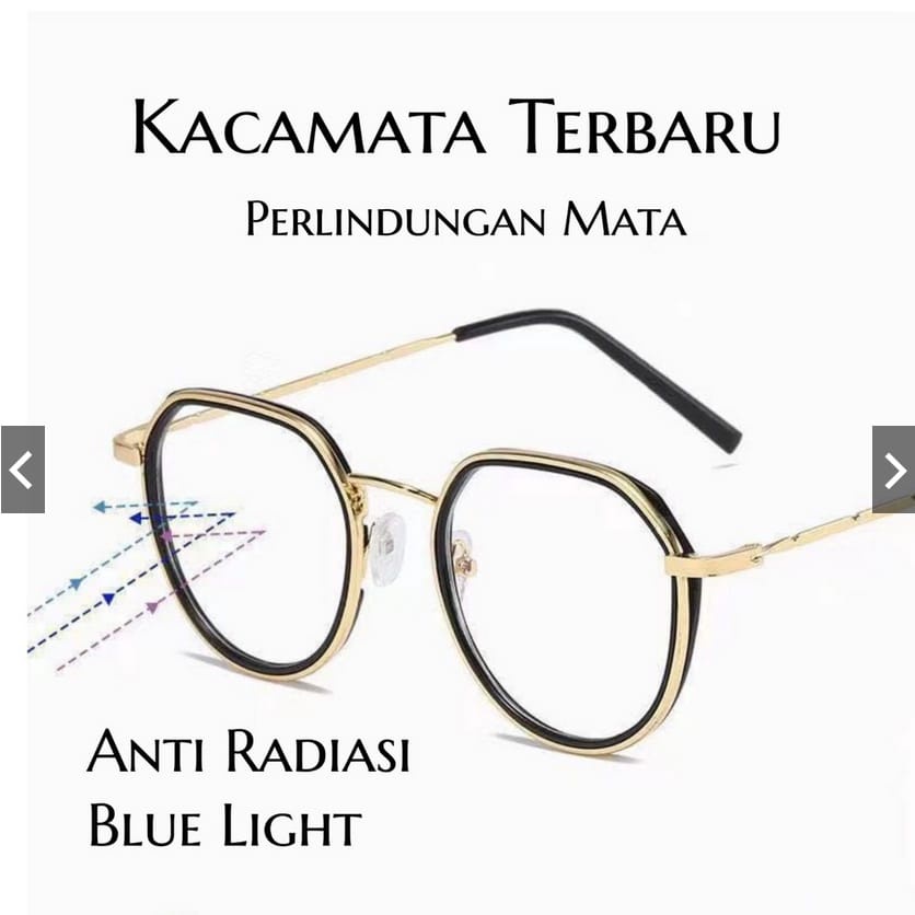 COD Kacamata Anti Radiasi AR K105 Premium Style Wanita Pria Poligonal Kucing Hitam Small Candy Cewek Cowok Korea Impor Gaya Model Retro Terbaru dan Terlaris Grosir Murah Surabaya