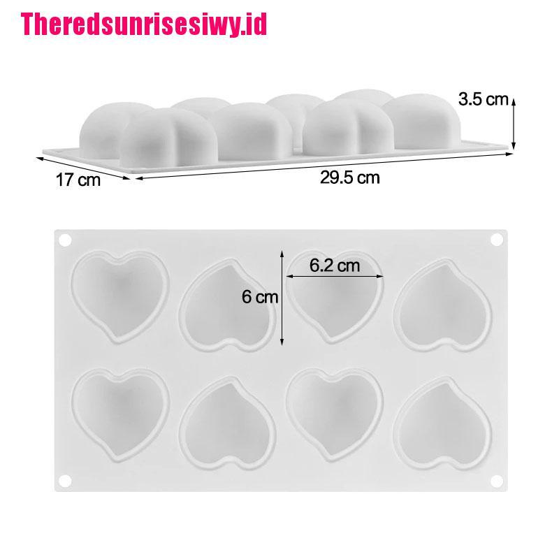 Cetakan Sabun Handmade Bentuk Hati 3d 8 Lubang Bahan Silikon