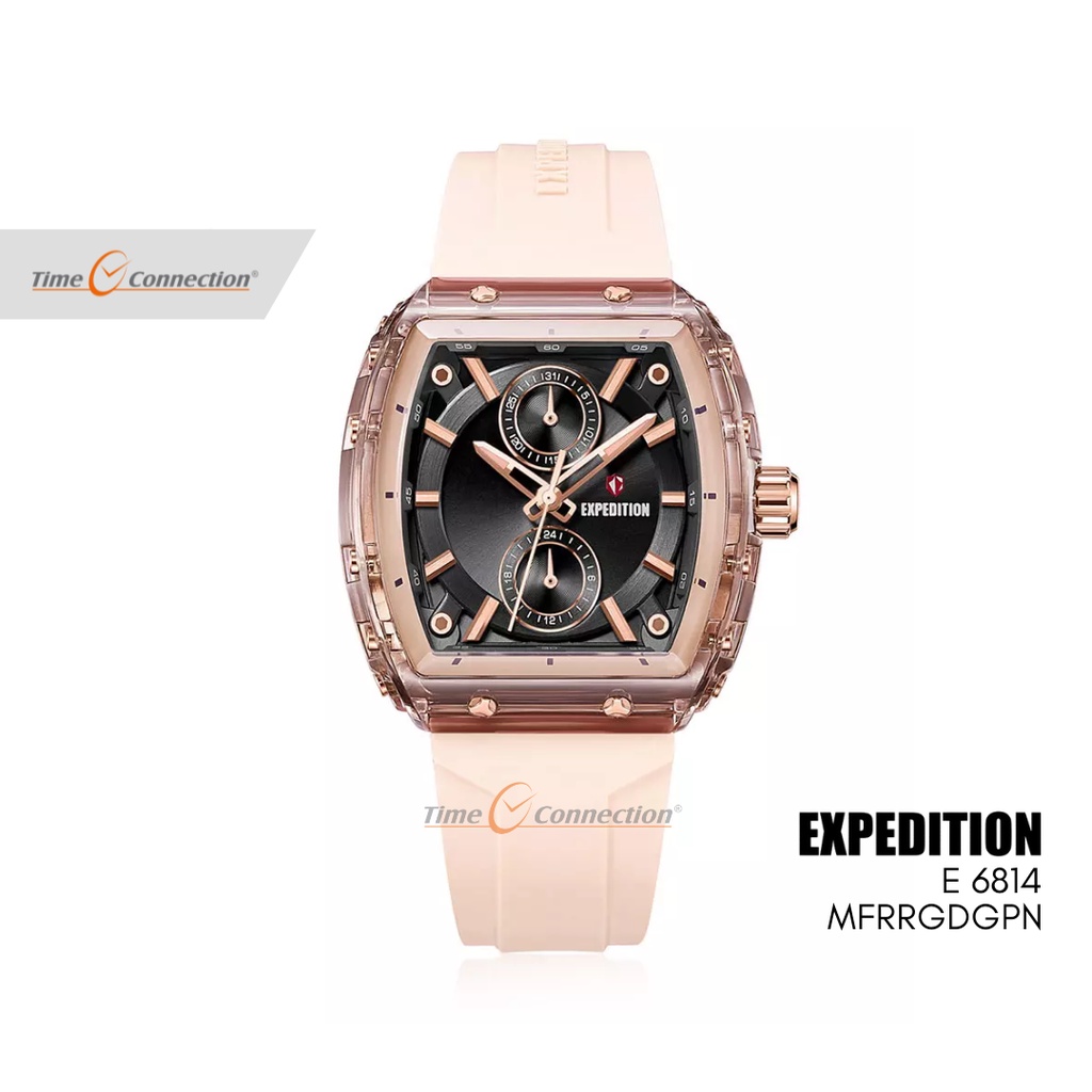 Expedition E 6814 MFRRGDGPN Pink Muda Hitam Original / Jam Tangan Wanita Pria Karet / Soft Pink Blac