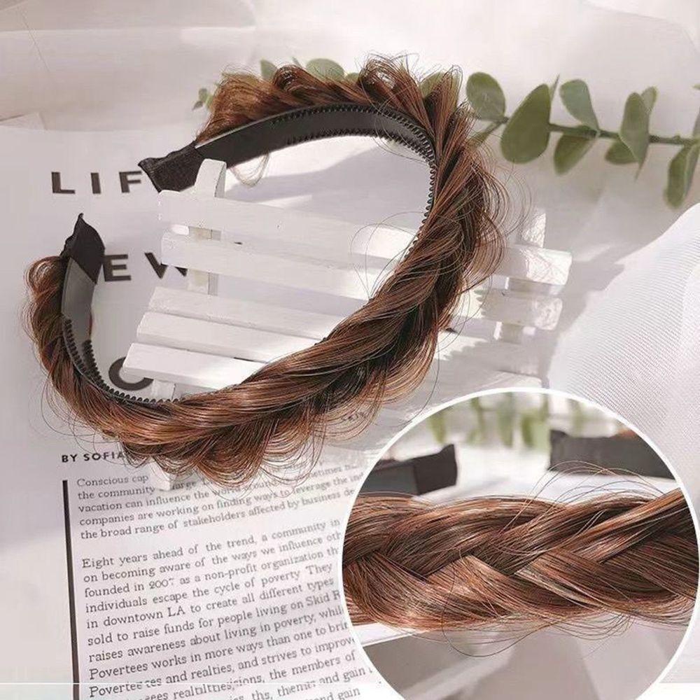 Needway   Wig Bando Lucu Manis Memutar Dikepang Non-slip Cuci Muka Bando Bertepi Lebar Perempuan Ikat Rambut